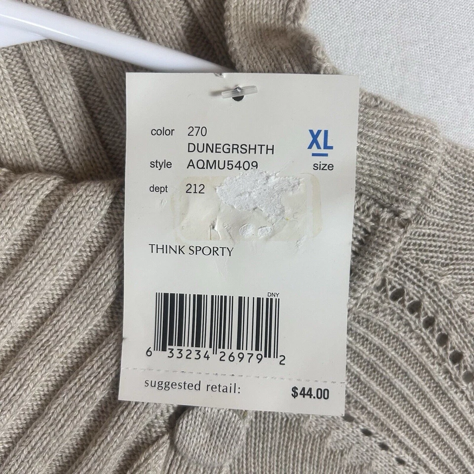 Axcess NUEVO Suéter Liz Claiborne Mujer XL Beige Tejido Cuello Botón Asimétrico Foto 4 de 4