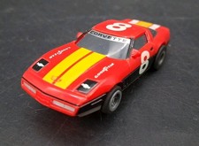 Vtg AFX Tomy CORVETTE 8 HO Slot Car - Red / Yellow - Working