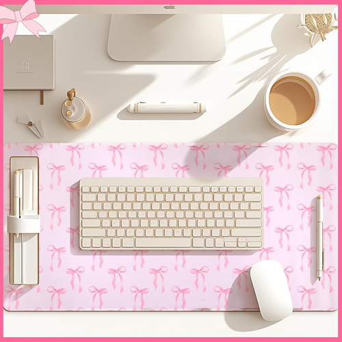 Large Pink Bows Mouse Pads Coquette Kawaii Mouse Pad 31.5 X 15.75 Inches Preppy - 第 5/12 張圖片