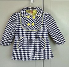 Penelope Mack 3T Jacket Blue White Houndstooth Print Green Trim Lightweight Play
