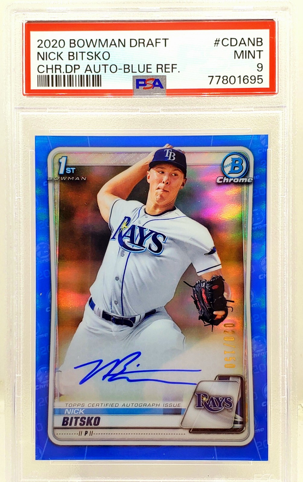 2020 Bowman Chrome 1st Nick Bitsko Blue Refractor Auto 20/150 PSA GEM MINT 10 RC