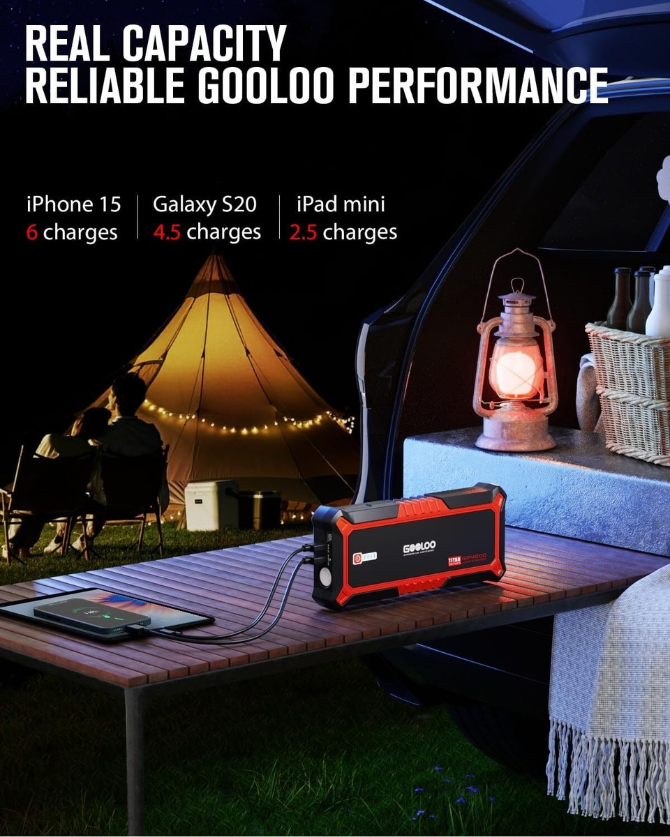 GOOLOO 4000A Auto Starthilfe Jump Starter Ladeger&auml;t 12V Booster Powerbank KFZ DE