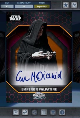 Star Wars Card Trader Digital Legendary Chrome Black Orange Palpatine Sig 25cc