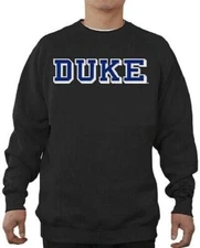 Duke Mens Black Embroidered College Classic Crew Sweatshirt