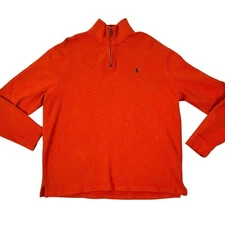 Polo Ralph Lauren Classic Preppy Pullover Sweater 1/4 Zip Mock Neck Orange XXL
