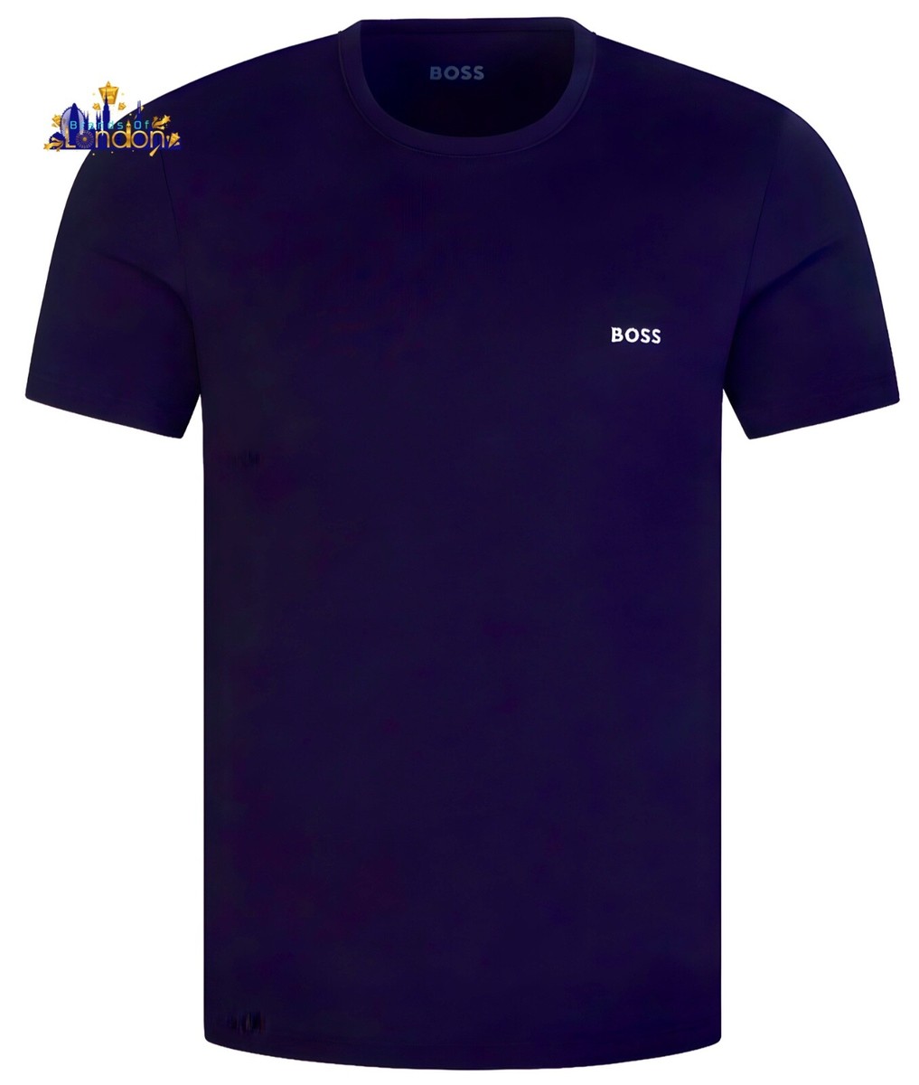 BOSS Mens Navy Cotton Crew Neck Regular Fit Logo T Shirt L-XXL