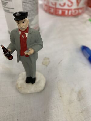 Vintage Railroad Conductor  Holding a Bottle of Coca-Cola And Watch 1997  dd 