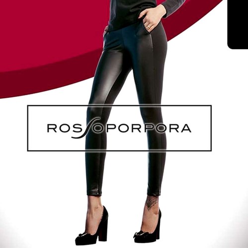 Leggings donna Rossoporpora in cotone felpato con parte frontale in eco  pelle | eBay