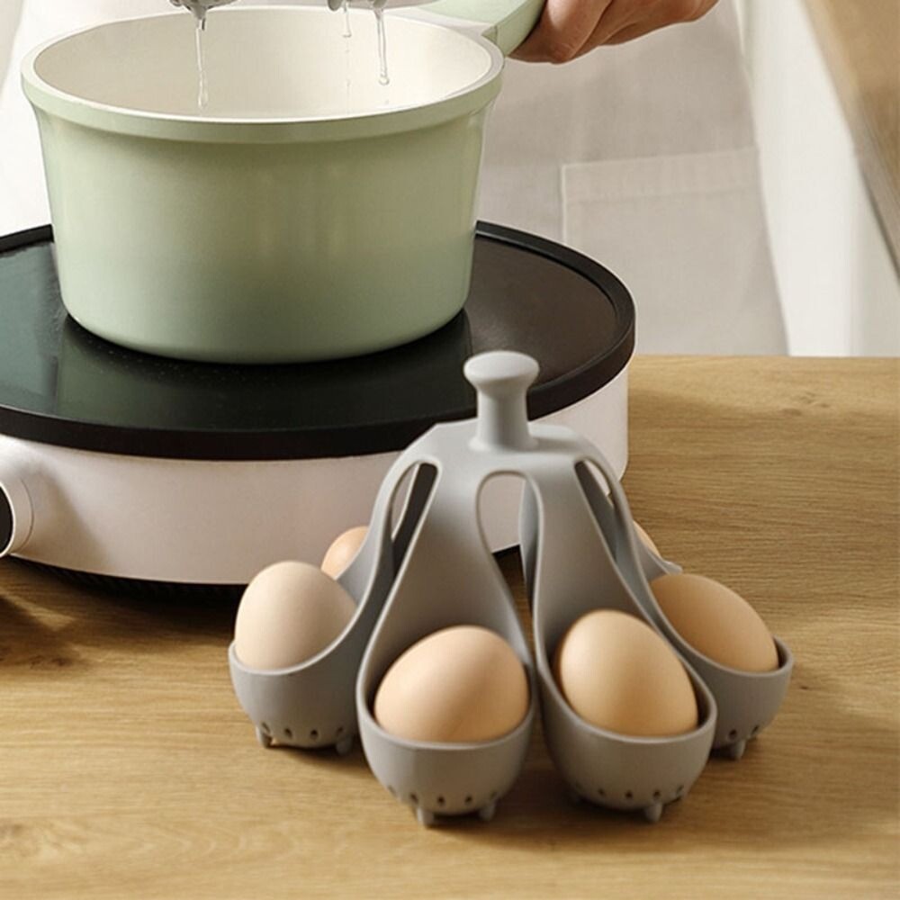 6 Hole Egg Cooker Silicone Cooking Egg Storage Rack  Breakfast