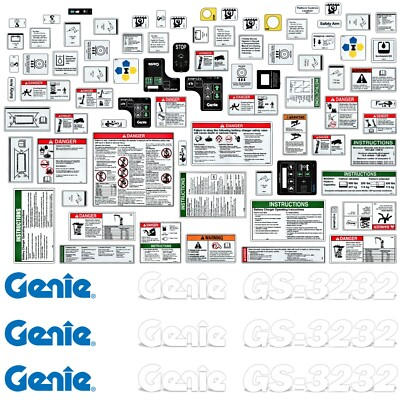 #ad #ad Complete Decal Kit for Genie GS 3232 Scissor Lift GS3232 Safety Stickers USA $169.95