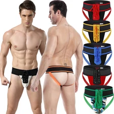 NEW Sexy Mens Sports Briefs Backless Jockstrap Bandage Underwear Lingerie S-XL