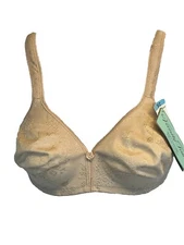 NWT Vanity Fair Soft Curves 34C Full Coverage Bra Embroidered Floral Beige