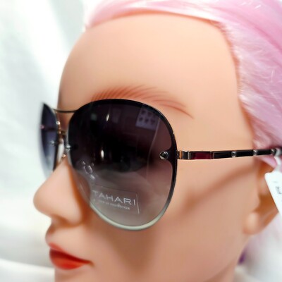 NWT ELIE TAHARI Aviator Sunglasses Rose Gold Black TH651