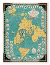 Aviation World Map of Pilots Flying Airplanes c. 1944 | Vintage Wall Decor 18x24