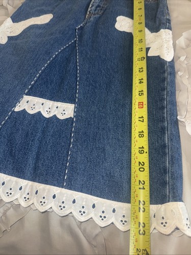 Girl's GAP Blue Denim Embroidered Back Pockets Jean Skirt Sz 10 No Slit Modest - Picture 10 of 10