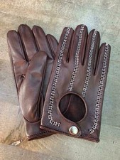 Men's Handmade Driving Italian Napa Leather Brown Gloves