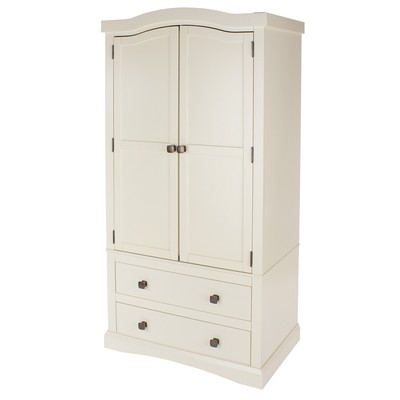 White Large 2 Door Wardrobe Hanging Rail And Shelf 2 Storage