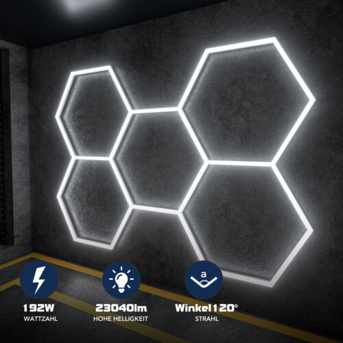5x Hexagon LED Lampe Röhren Werkstatt Garage Wand Decken Leuchte Beleuchtung - Bild 4 von 11