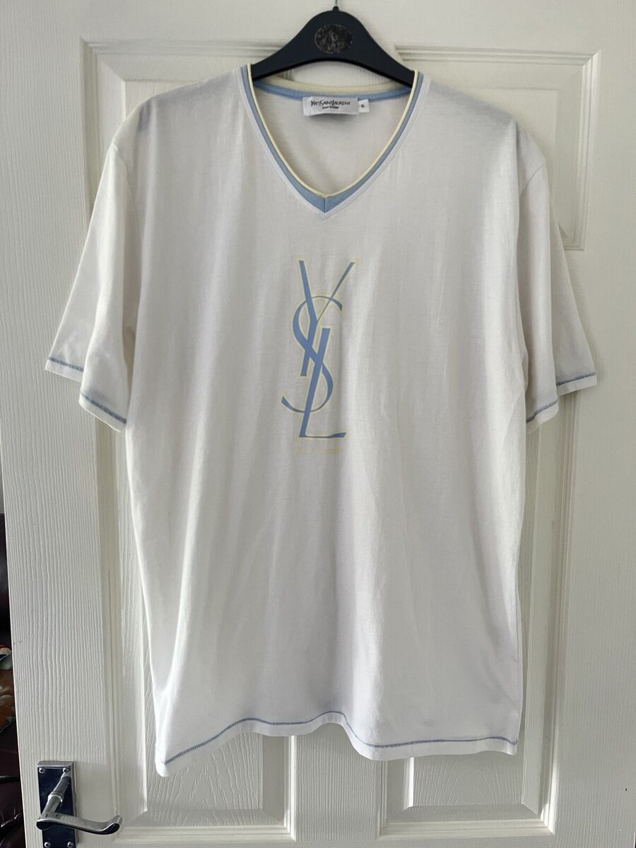 Yves Saint Laurent YSL Men's White T Shirt Big Logo Size XL Yves Saint Laurent YSL Men's White T Shirt Big Logo Size XL