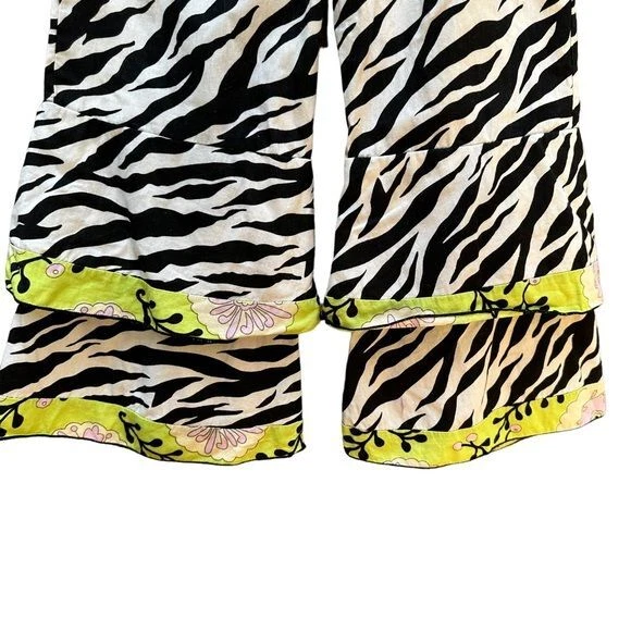 Ann Loren Zebra Print with Green Flare Leg Pants with Ruffles Girls Size 4/5T - Image 3 of 4