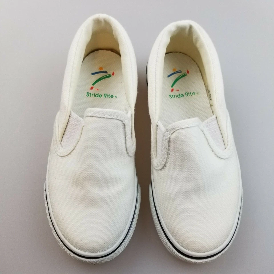VINTAGE STRIDE RITE White Canvas Slip On Shoes Children's Toddler Size 10 Medium - Изображение 3 из 4