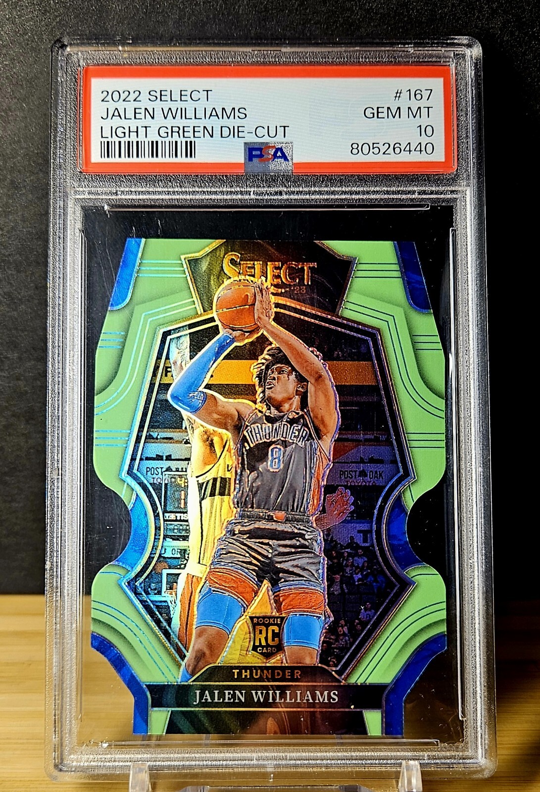 2022-23 Jalen Williams Select Premier Neon Green Prizm Die Cut /49 PSA 10 Rookie