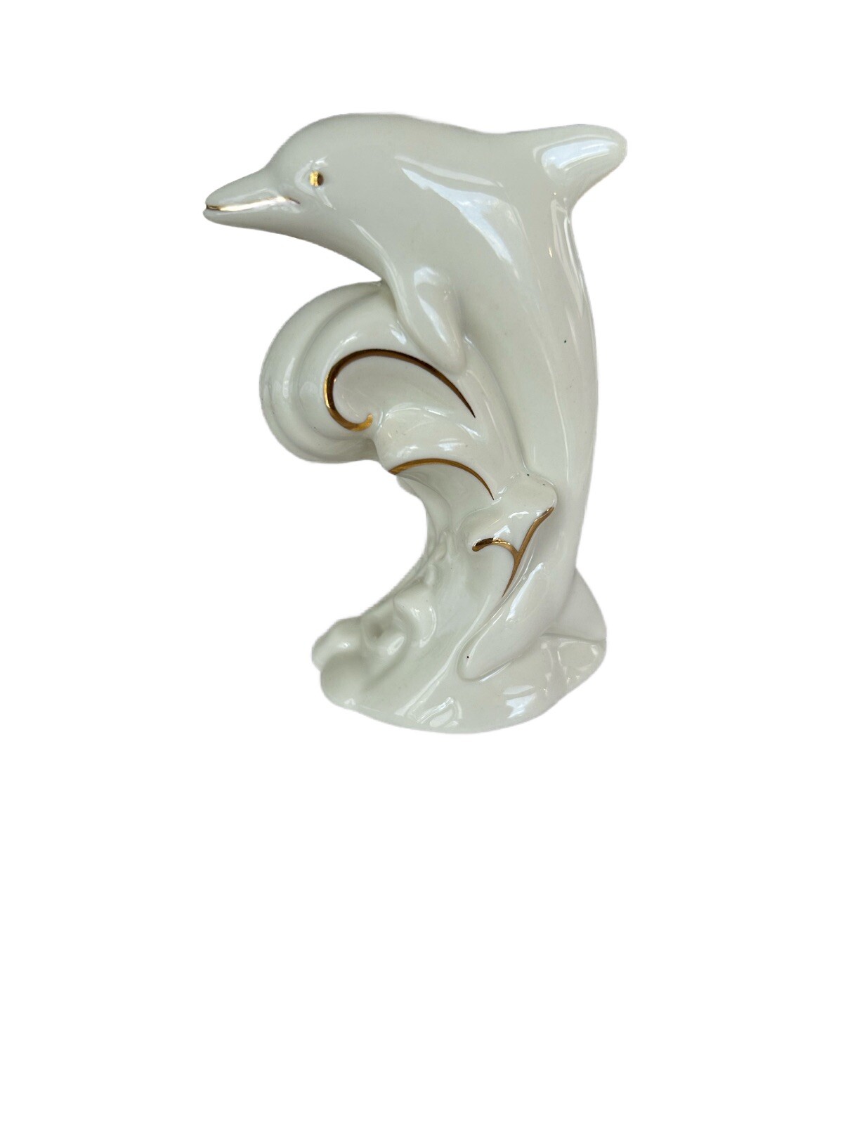 Vintage  Porcelain Dolphin Figurine with Gold Trim Lenox