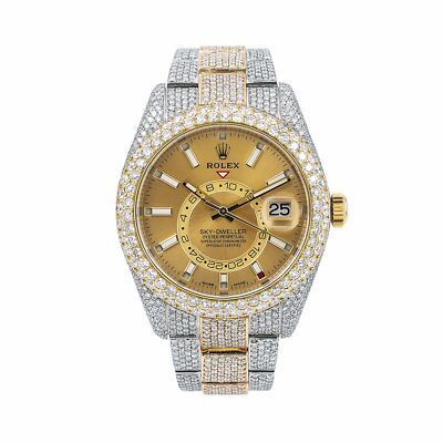 Rolex Sky-Dweller Two-Tone Oyster Bracelet Champagne Dial Fully Paved- 326933