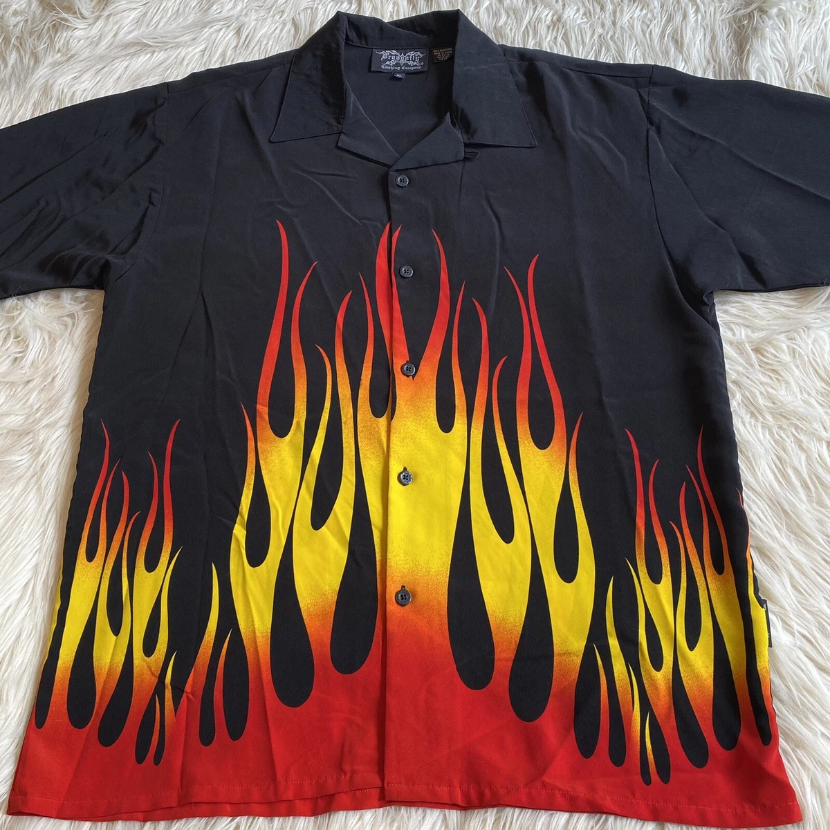 Vintage Y2k Red Flames Shirt