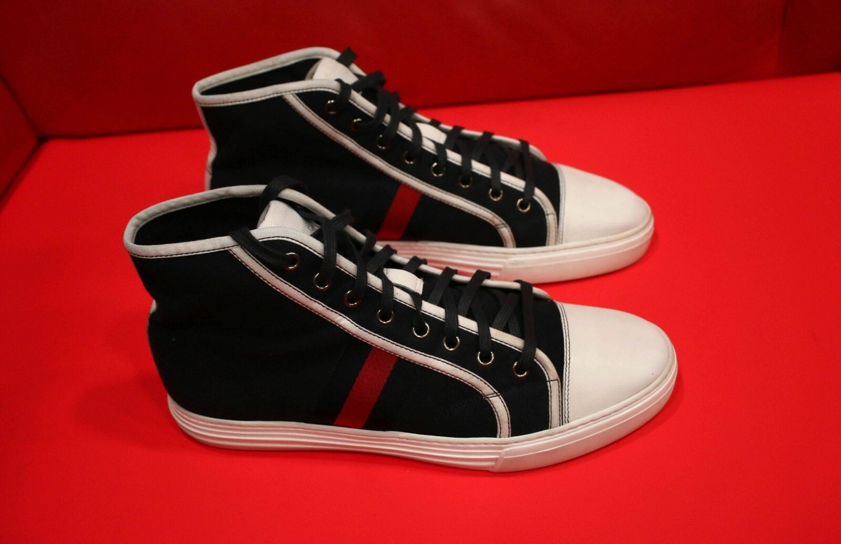 $749.00 !! GUCCI ICONIC MEN'S GG BLUE / WHT LOGO HI TOP SNEAKER