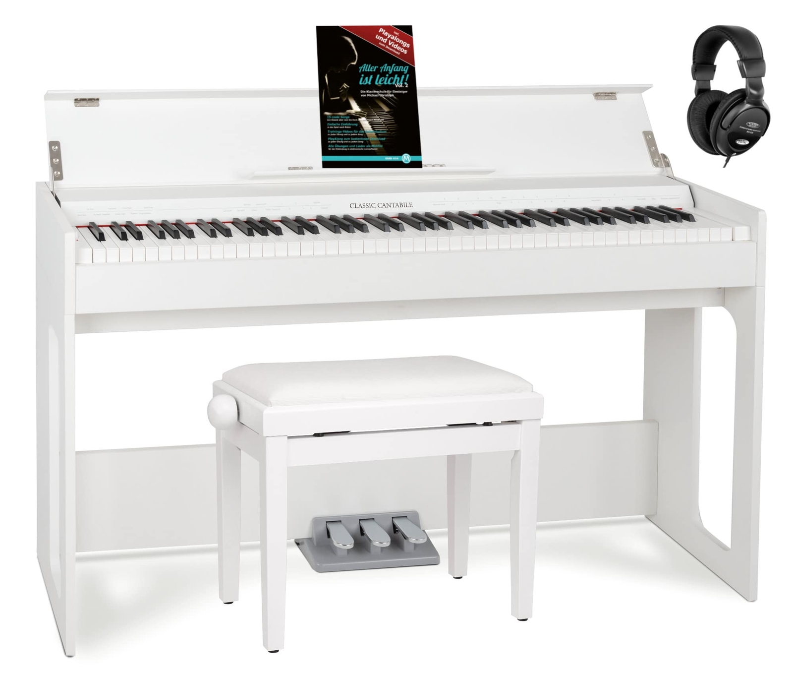 Pianoforte Digitale 88 Tasti Pesati Keyboard USB 3 Pedali Set Panchetta Bianco