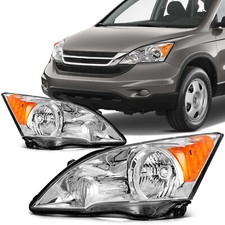 Fits Honda CR-V 2007-2011 Headlights Assembly Left+Right Headlamp Chrome Housing