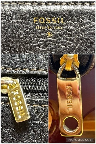 Vintage FOSSIL Black Leather Zip-Around CLUTCH WALLET (XPO) & New KEY CHAIN FOB - Picture 8 of 12