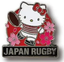 Hello Kitty kick, pin badge, Rugby Japan national team official, Asunarosha