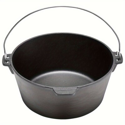 6L Gusseisen Campingtopf mit Deckel - Outdoor Dutch Backofen für Eintopf & Auflauf
