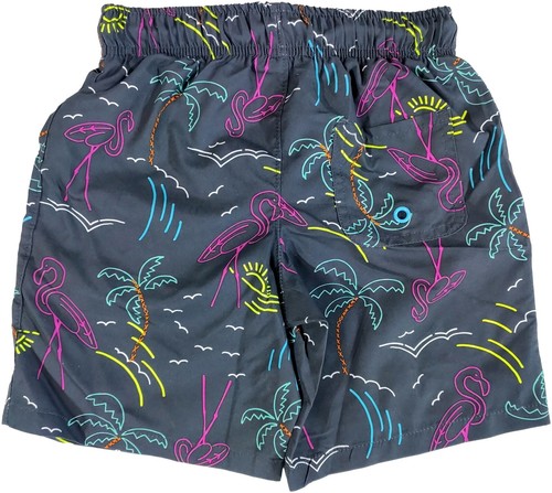 Boys Small 6-7 Swim Trunks Board Shorts Flamingo Palm Tree Sunset Swimwear - Picture 3 of 3