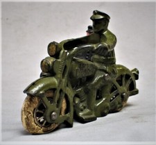 Vintage Hubley Cast Iron Motorcycle w Sidecar  Pasanger Toy Original Condition