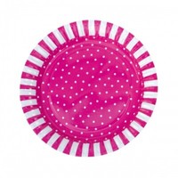 Pappteller Mit Punkten,Pink, Ø 23Cm, 8 StüCk X