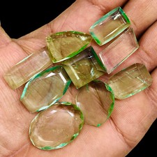 9 Pcs Natural Fluorite 17-29mm Dazzling Green Flat Cut Untreated Gemstones Lot