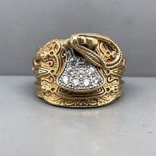 9ct Yellow Gold Cubic Zirconia Saddle Ring - Size W 1/2