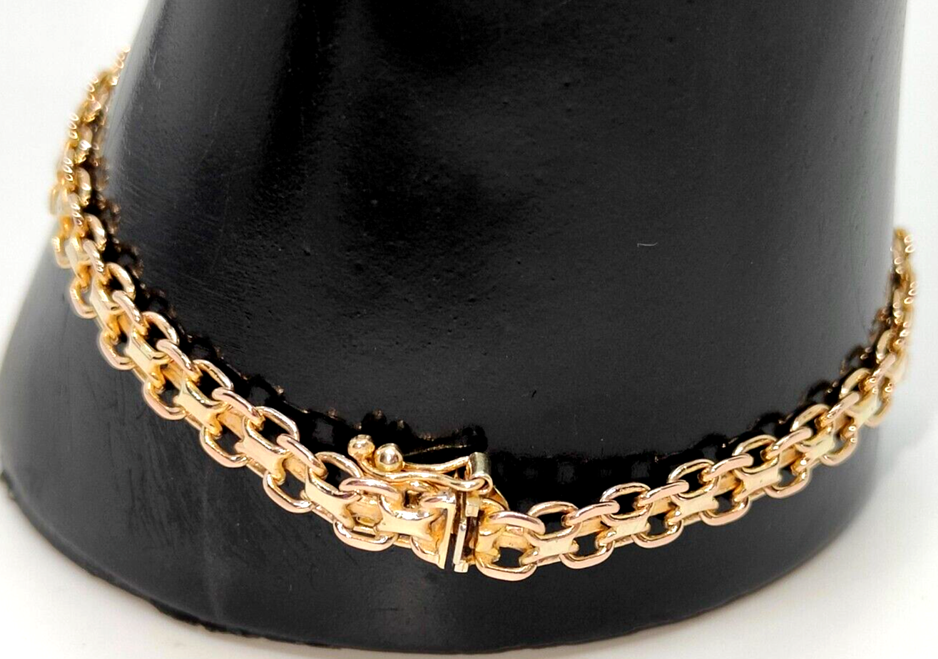 Solid 9ct 9 Carat Gold Bracelet 5mm wide 20cm long classic Retro