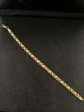 14K Yellow Gold X O Hugs Kisses Bracelet 7 1/4  -1/4  Wide - Italy