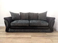 SOFA 3 Seater DFS Black Grey Fabric Scatter Cushion Back FREE DELIVERY