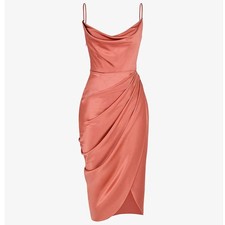 House of CB Reva Satin Balcony Corset Midi Dress XS - Rose Pink