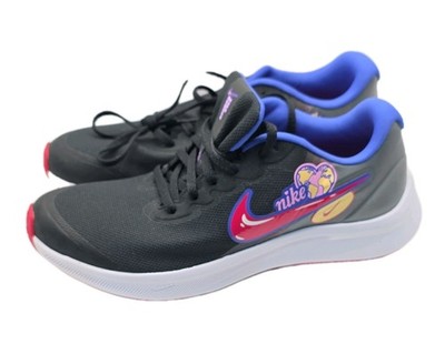 Nike Star Runner Kids Sneaker 6Y Black/Blue Mesh Breathable Low Top