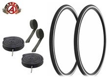 ALTA BICYCLE 700x28c LIGHTWEIGHT WHITEWALL TOURING TIRES 60MM PRESTA TUBES (6pc)