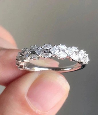 2.20 Ct Princess Simulated Diamond Wedding Eternity Ring 14k White Gold Plated