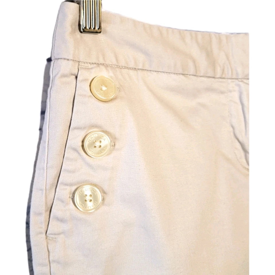 Nautica Sailor Shorts Size 2 Beige Stretch 6 Button Front Pockets Nautical Vaca - Image 2 of 4