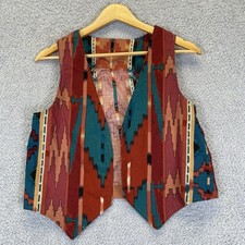 Vintage 1990s Western Wear Tapestry Vest Womens Medium Southwestern Tribal USA