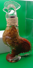 Vintage Clear Glass Rooster Vinegar Bottle Infused Red Peppers Sealed 9 